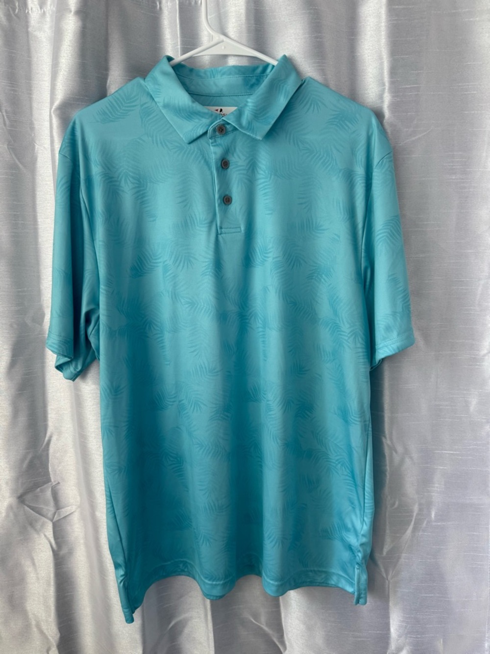 Grand Slam Men's Aqua Palm-Print Golf Polo Preppy Large - Picture 2 of 8